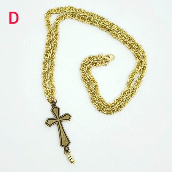 Antique Gold Cross Necklace - Style D - Picture 1 of 1